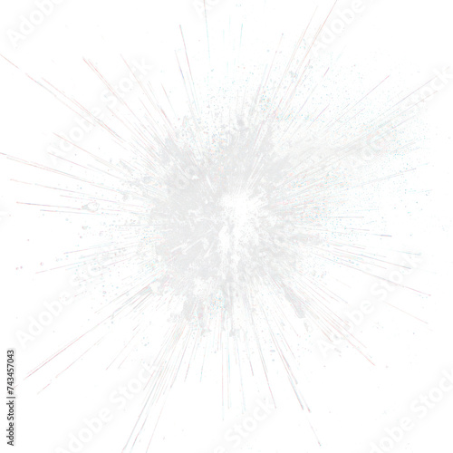 Radial god rays, from center, light vfx, light through dust isolated on transparent png. 