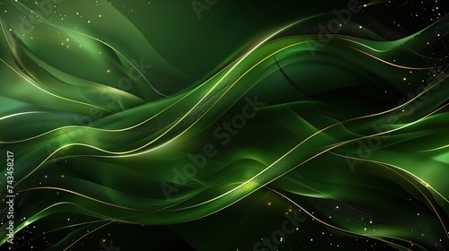 Abstract elegant green background with golden line and lighting effect. Luxury template celebration award design © CLOVER BACKGROUND