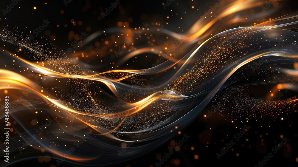 Abstract golden lights on black background Abstract golden lights on black background