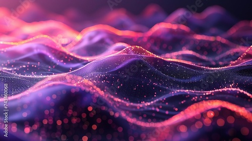 Abstract gradient wave of particles. Big data. Digital background. Futuristic © CLOVER BACKGROUND