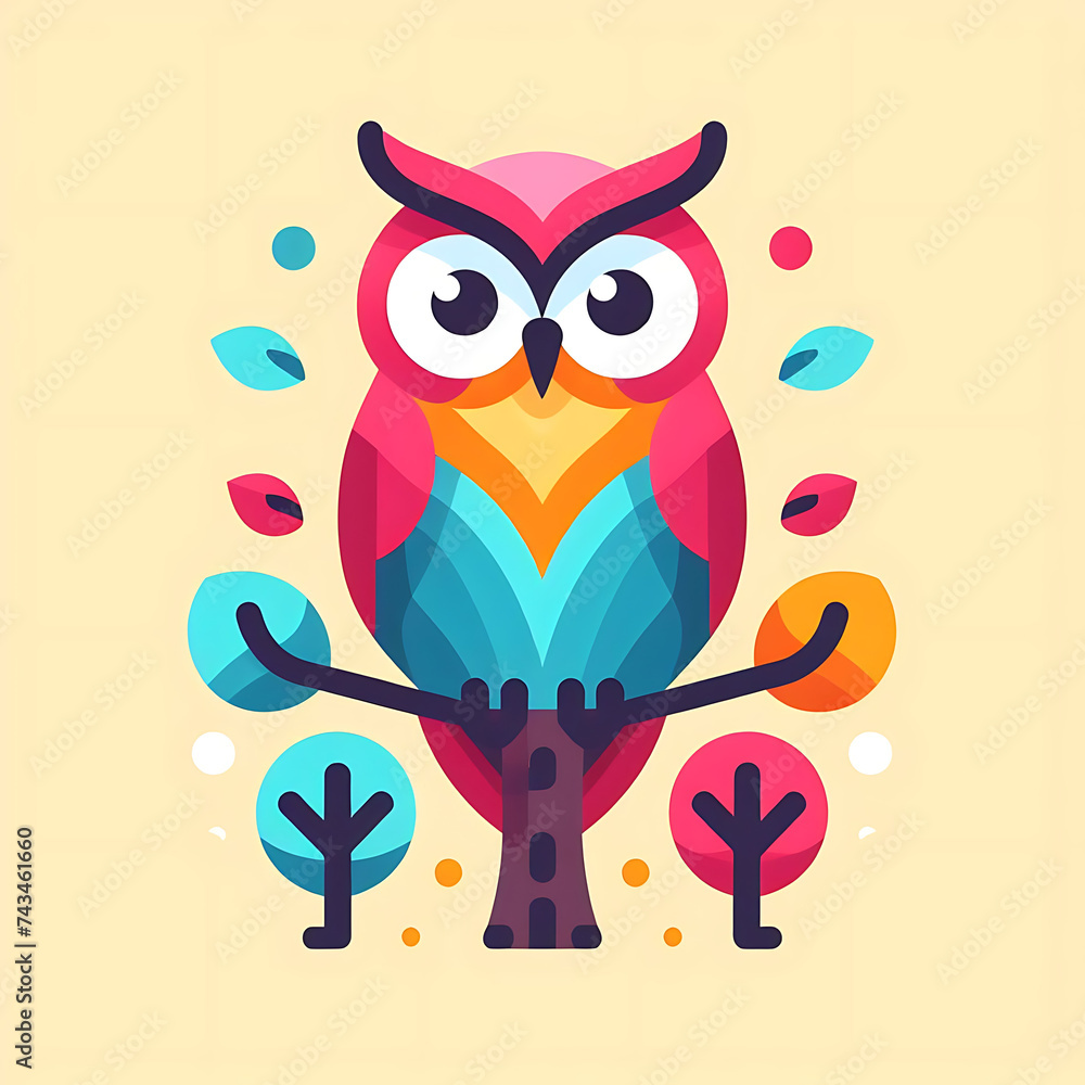 Snowy owl in arctic forest on transparent background. Arctic bird in natural habitat, Colorful Flat Design Illustration of a Stylized Owl Against a Light Background Snowy owl in arctic forest on transparent background. Arctic bird in natural habitat, Colorful Flat Design Illustration of a Stylized Owl Against a Light Background
