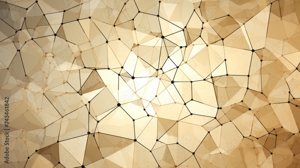 Abstract background of white and brown color with hexagon pattern in mosaic styl - obrazy, fototapety, plakaty 