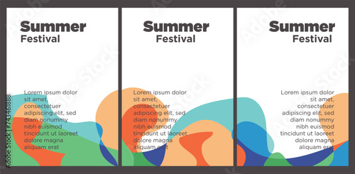 Summer Music Festival event publication set with abstract background illustration vector template