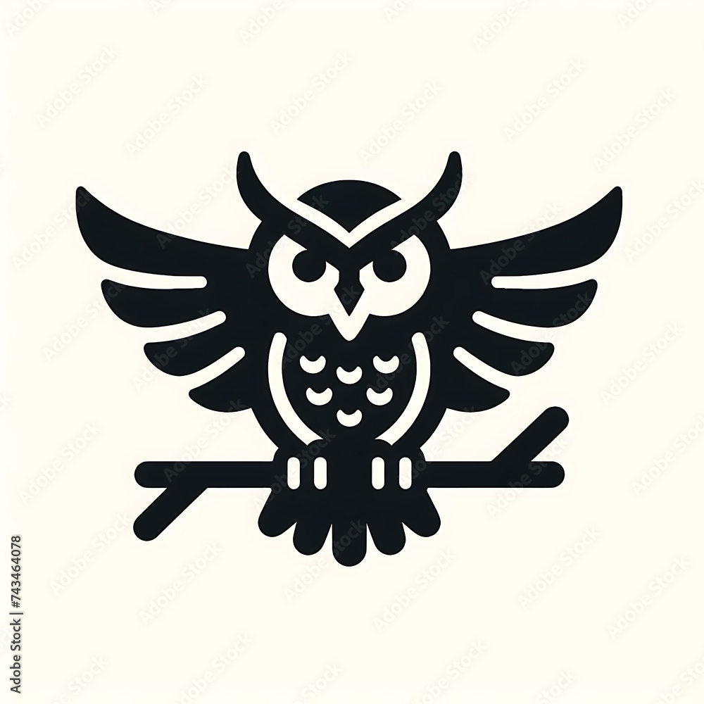 Obraz premium Snowy owl in arctic forest on transparent background. Arctic bird in natural habitat, Colorful Flat Design Illustration of a Stylized Owl Against a Light Background