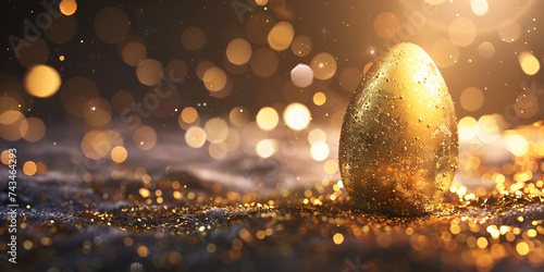 golden easter egg on bokeh background