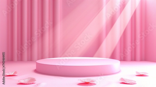 Abstract scene background. Cylinder podium on pink background. Product presentation, mock up, show cosmetic product, Podium