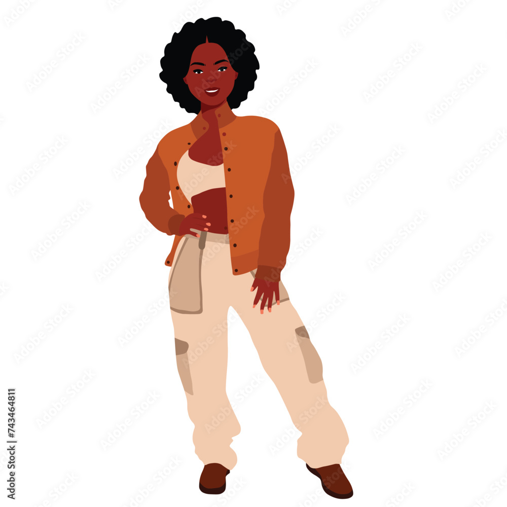 Stylish afro black woman in elegant art style vector Stylish afro black woman in elegant art style vector