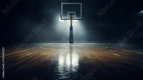 Basketball Court With Basketball Hoop at Center