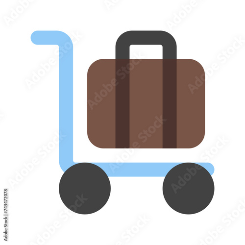 luggage cart flat icon