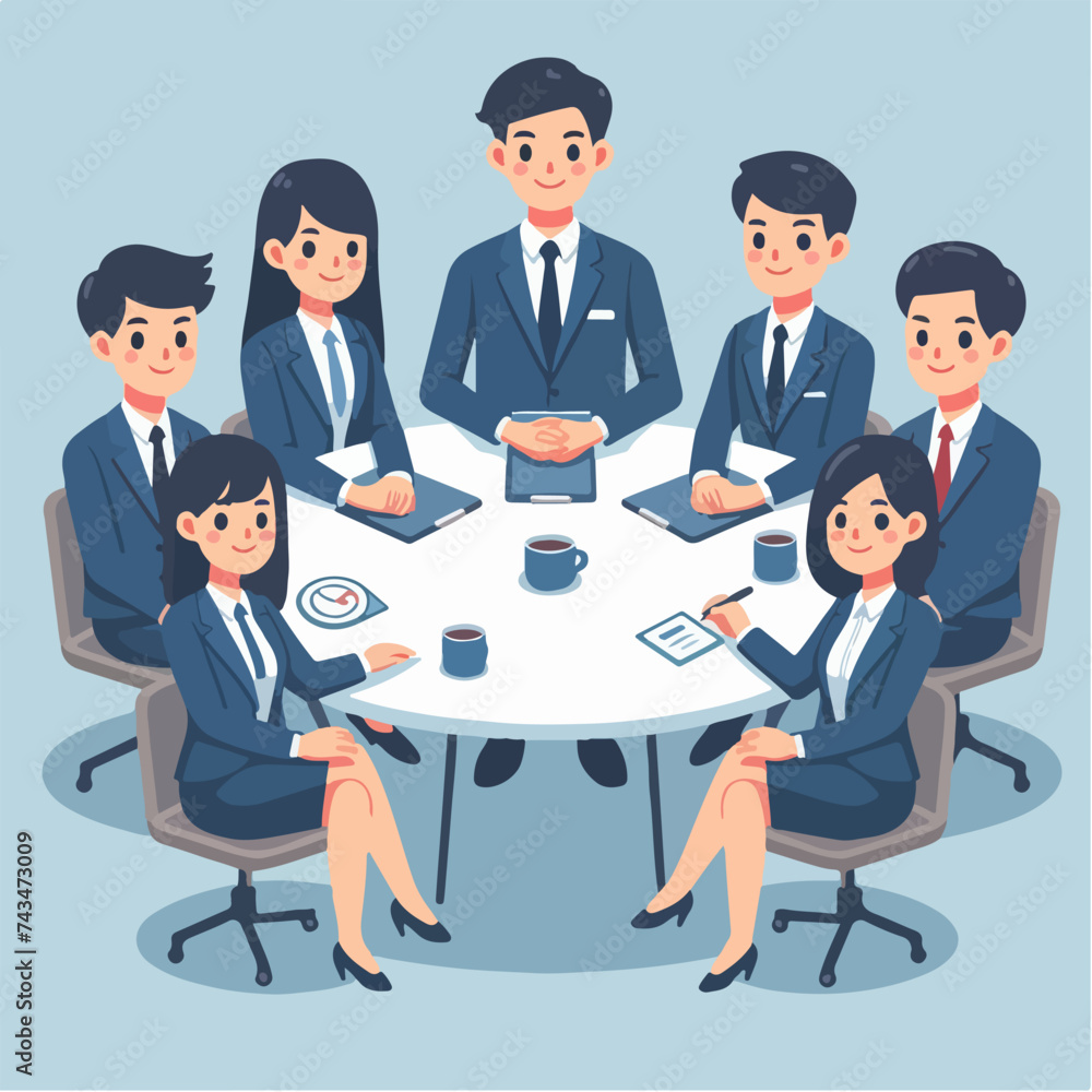 flat design illustration concept from business people team meeting discussion 