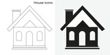 Vector and line illustration of a house icon, logo 