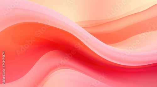 Bright abstract colorful orange to pink gradient geometric wave background. Liquid color design with shadow. Fluid shapes composition.