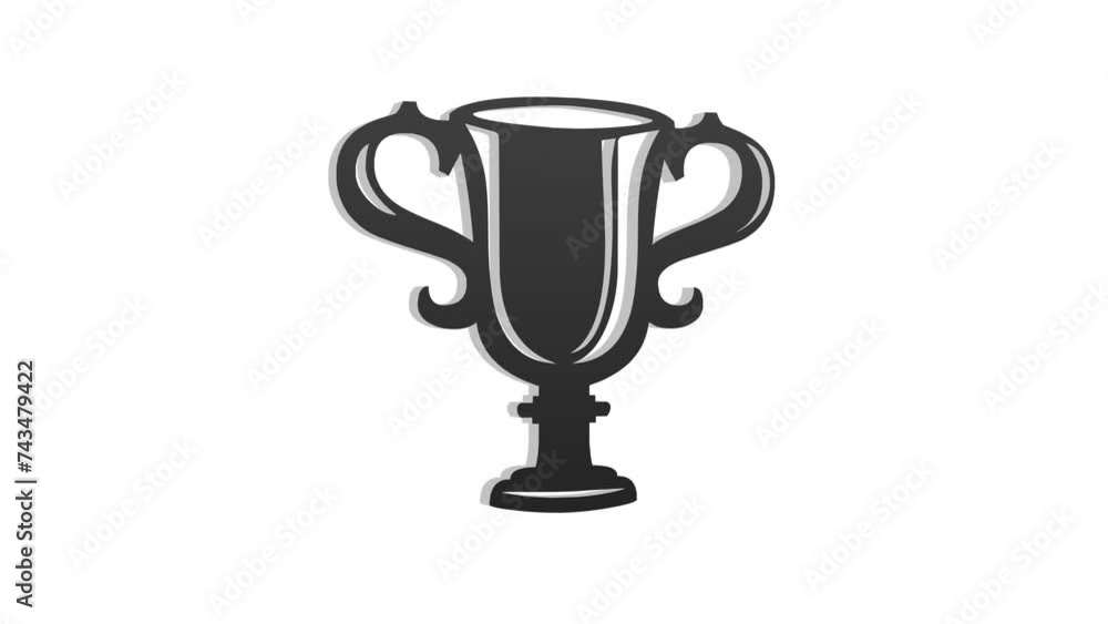 3d black trophy icon rotated animation loopable white background 3d black trophy icon rotated animation loopable white background