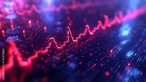 Human heart beats, cardiogram vector background, Ekg heart beat line monitor. Health care and technology concept. Digital signal wave, heartbeat, Generative AI