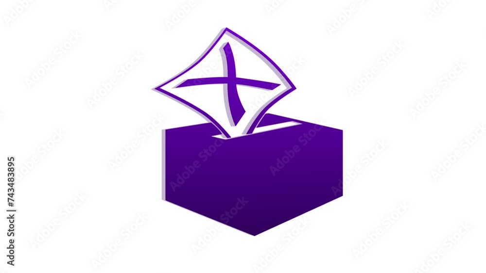 3d purple ballot box icon rotated loopable animation white background 3d purple ballot box icon rotated loopable animation white background