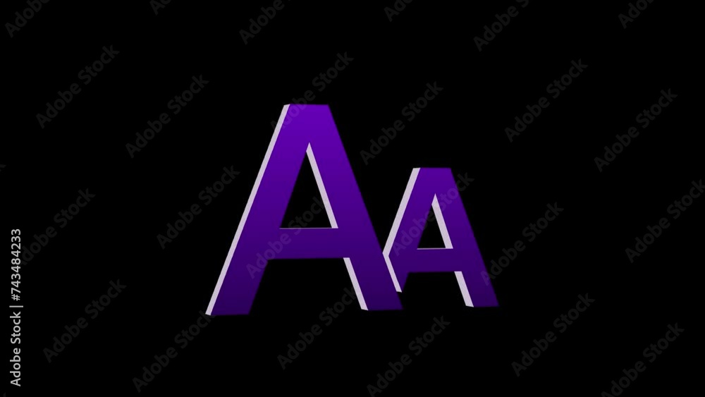 3d purple font icon rotated loopable animation black background 3d purple font icon rotated loopable animation black background