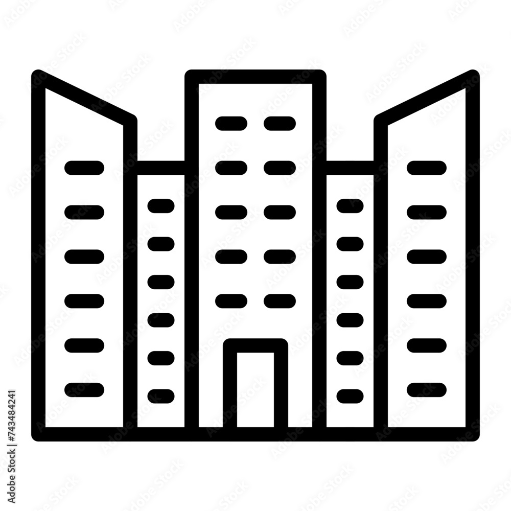 Office Building Vector Line Icon Design Office Building Vector Line Icon Design