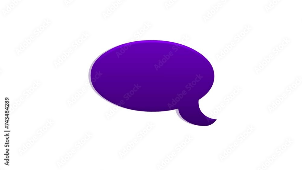 3d purple message icon rotated animation loopable white background, bubble icon on blue 3d purple message icon rotated animation loopable white background, bubble icon on blue