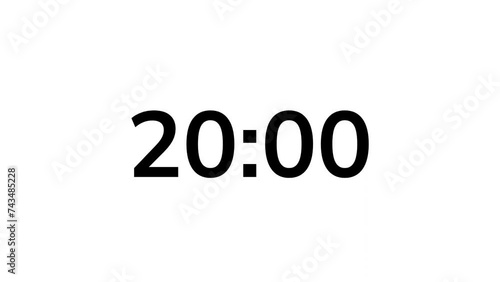 25 second countdown timer on white background photo