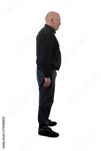 Фотография side view of a man standing on white background