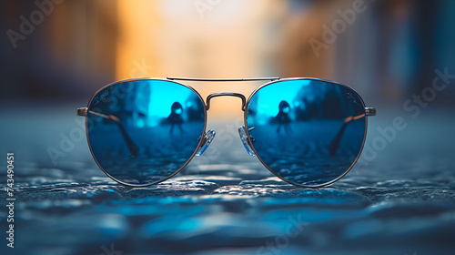 sunglasses with mirror reflection, generative ai © Chaman