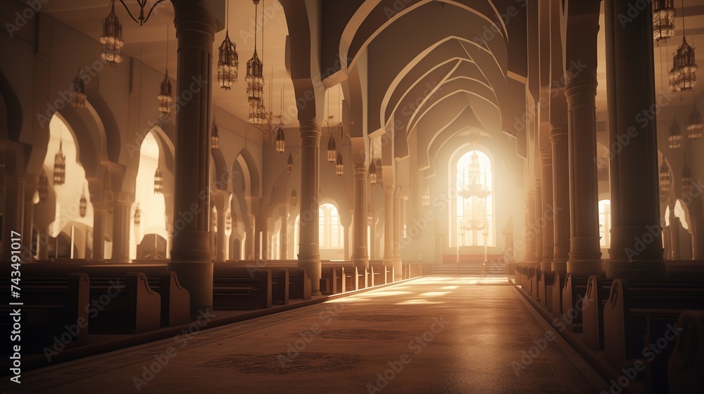 An ethereal Still life of Islamic church buildings