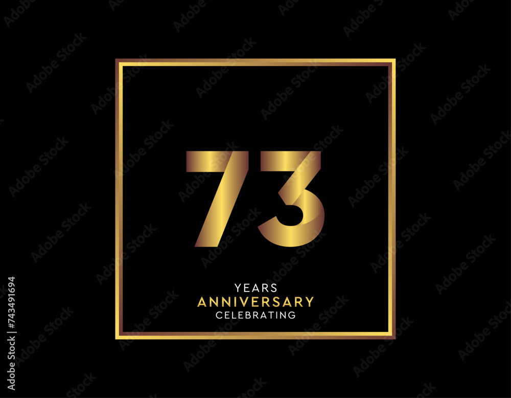 73 Year Anniversary With Gold Color Square 73 Year Anniversary With Gold Color Square