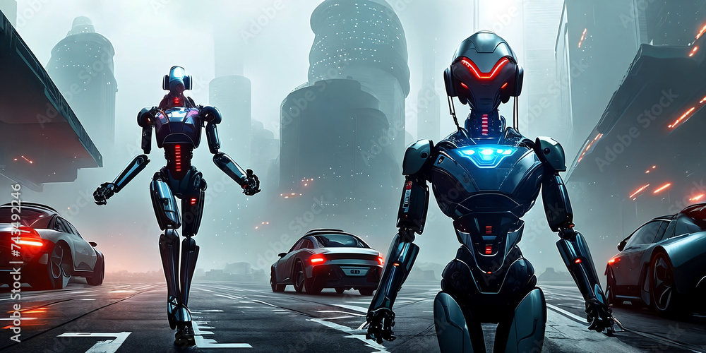 In a futuristic world ruled by AI and robotics, androids, cyborgs, and ...