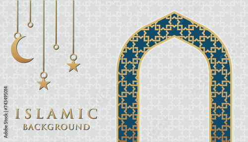 Islamic ramadhan eid background with a decorative frame and a place for text
