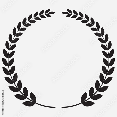 Laurel wreath. Laurel leaf crest sign. Roman wreath best movie nomination. Film festival award border.