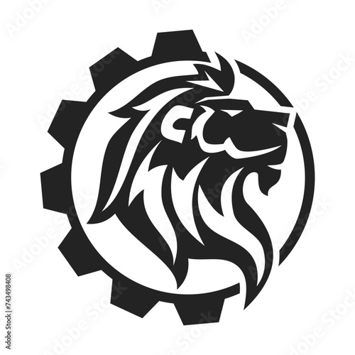 Lion Gear template Isolated. Brand Identity. Icon Abstract Vector graphic photo