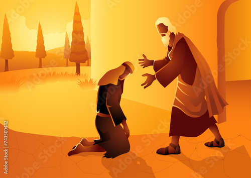 Biblical vector illustration series, parable of the prodigal son photo