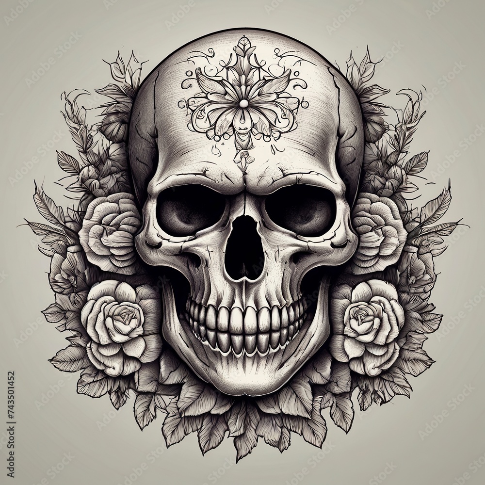 Free Skull with floral ornament and Vector illustration for tattoo or t-shirt design
Free Skull with floral ornament and Vector illustration for tattoo or t-shirt design