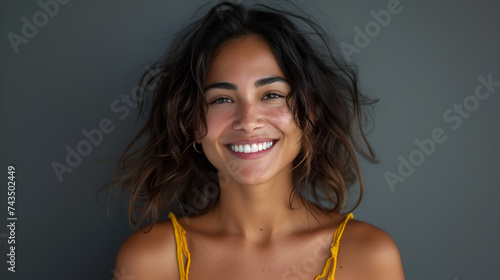 Portrait of semi profile view of 24 years old very beautiful women, Attractive young woman 25-27 year old posing in studio over black, Generative AI photo