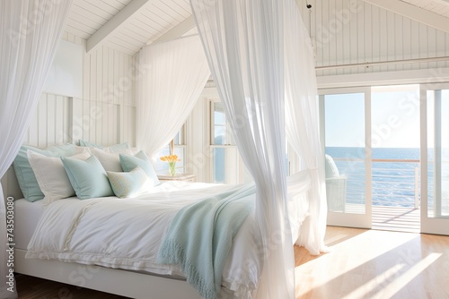 Airy Beach Breeze Designs: Chic Curtain Beach-Inspired Bedroom Interiors