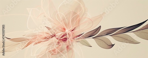 Abstract floral geometry stylized petals and leaves organic meets linear