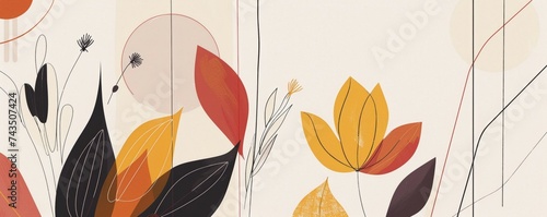 Abstract floral geometry stylized petals and leaves organic meets linear