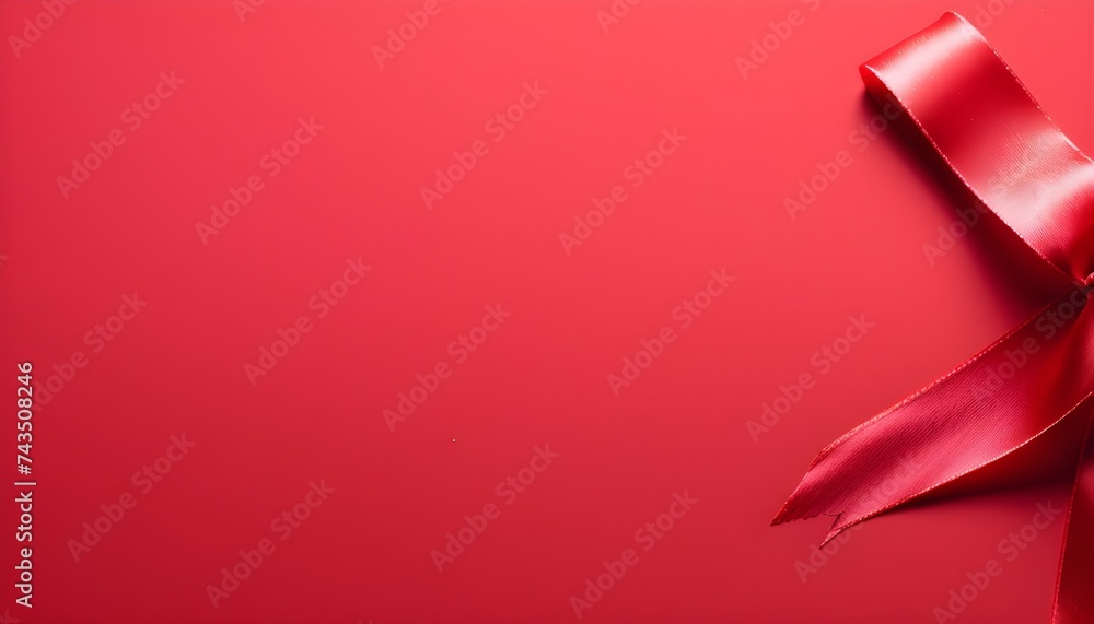 red ribbon and bow on red background, free space red ribbon and bow on red background, free space