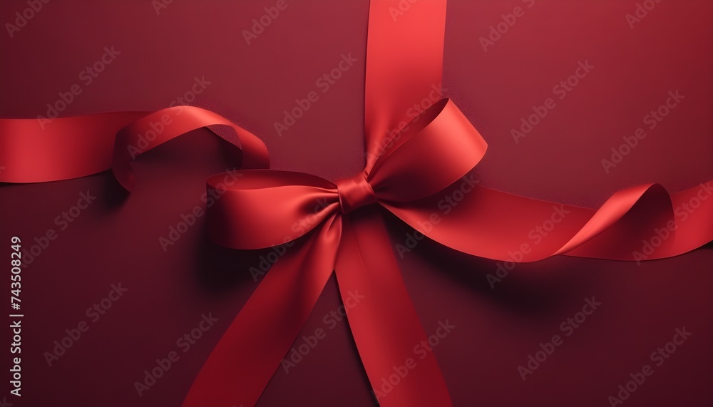 Cross red ribbon with bow on red background Cross red ribbon with bow on red background