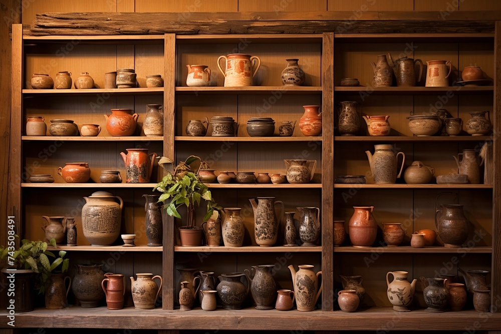 Japanese Tea Room Rustic Shelving Unit Pottery Display Interior Designs