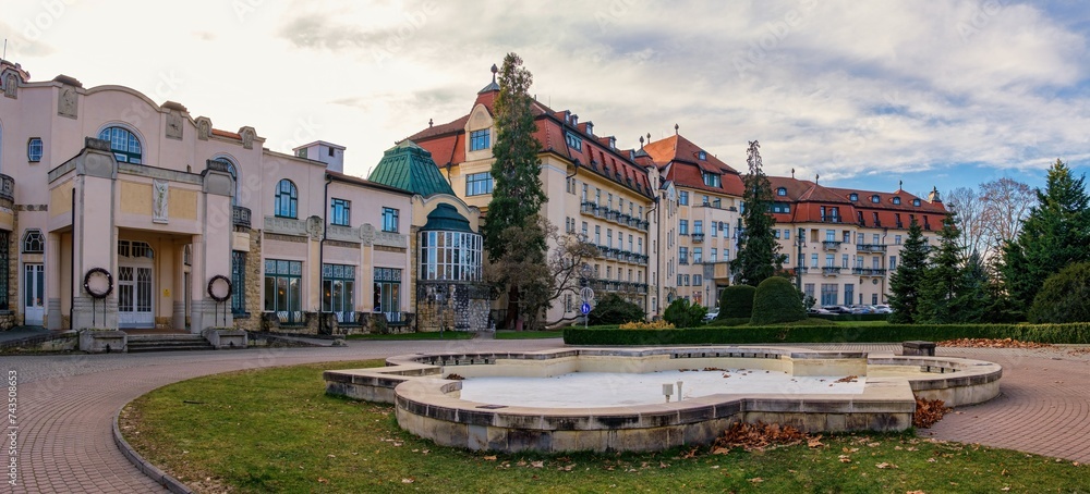 Piestany the Spa Island. Thermal springs with healing water, treatment of the musculoskeletal system, health balneotherapy, peloid, heat therapy. Europe, Slovakia