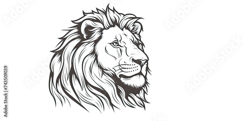 hand-drawn lion outline illustration captures the majestic essence of this regal creature with simple yet expressive lines. The lion's proud mane, strong features, 