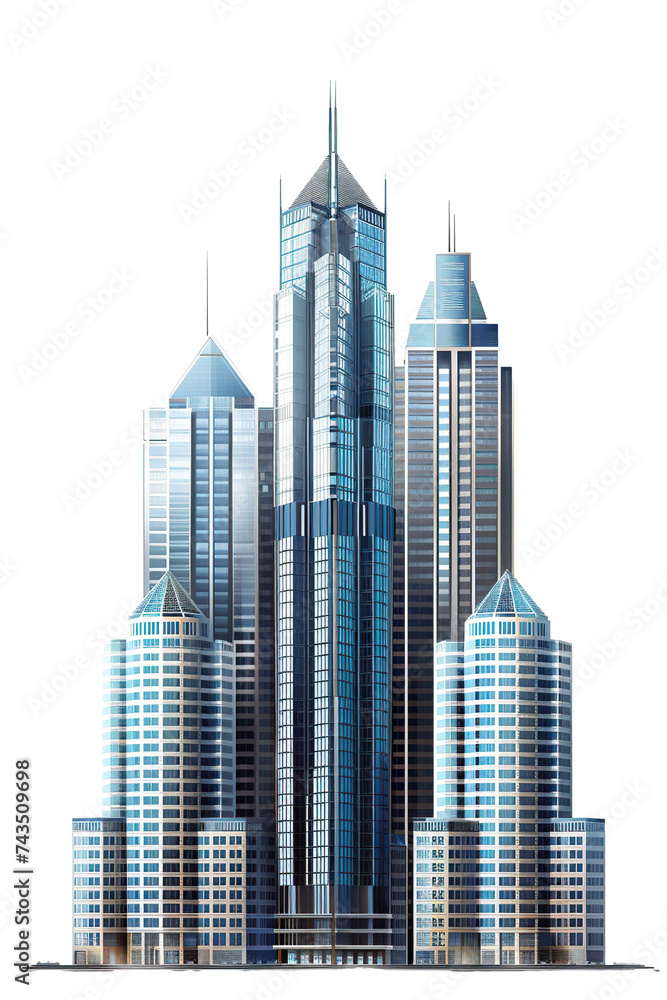 Obraz premium beautiful skyscraper isolated on white background, realistic PNG object