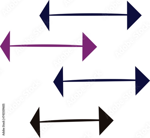Set of colour double arrows. Double arrow icon, two side symbol, double arrow logo concept.