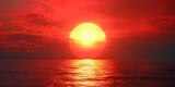  orange sun is rising over the sea, sunset or sunrise