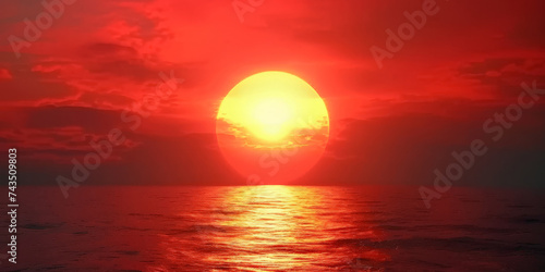  orange sun is rising over the sea, sunset or sunrise © Nice Seven