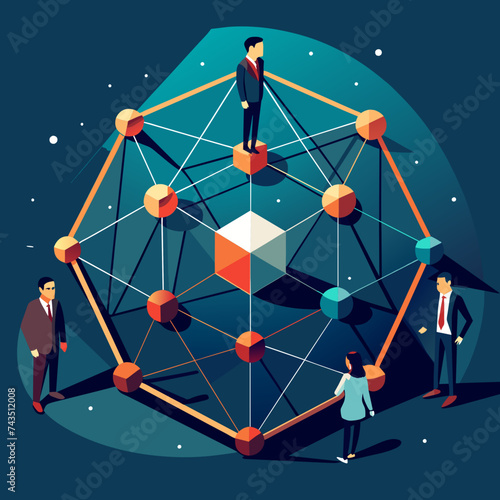 A vector art piece featuring a network of interconnected nodes, symbolizing communication. vektor illustation