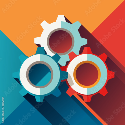 A dynamic vector image of gears interlocking, symbolizing synergy and cooperation. vektor illustation