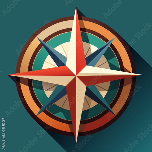 A stylized vector image of a compass rose with multiple directions, symbolizing choices. vektor illustation