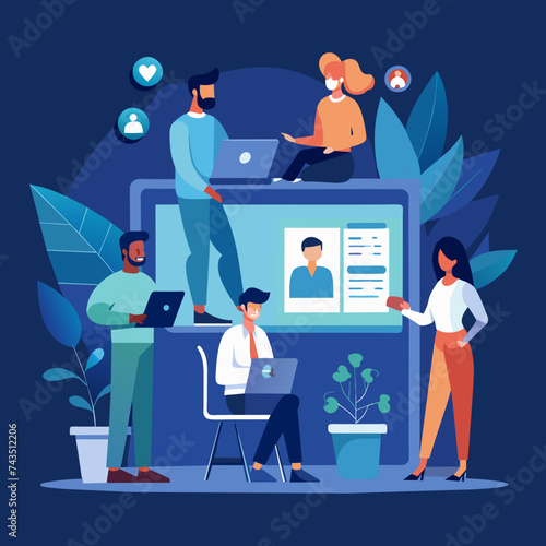 Collaborative online platform accessible to all. vektor illustation